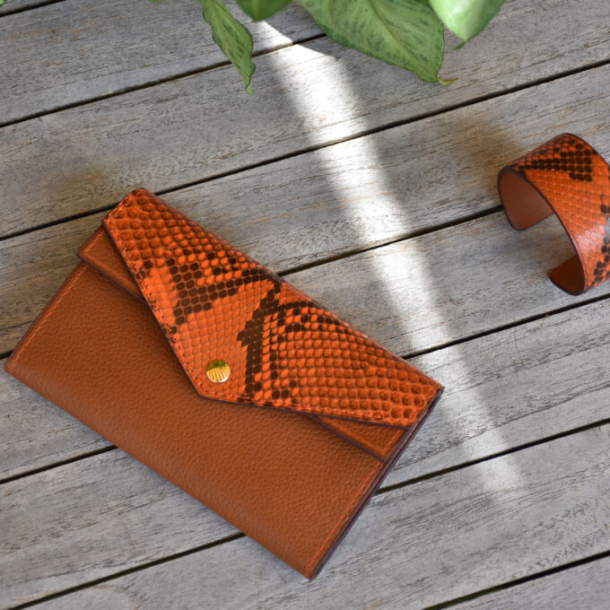 Portefeuille Derby  - Edition Limitée Club Amilcar & Margot Leathercraft - Collection Orange & Gold - Made in France