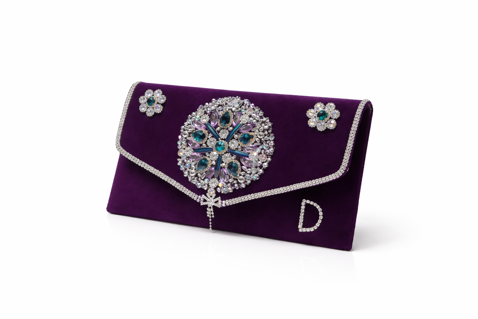 Hand-Embellished Velvet Clutch – Image 2