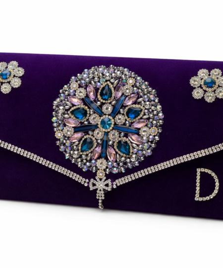 Hand-Embellished Velvet Clutch