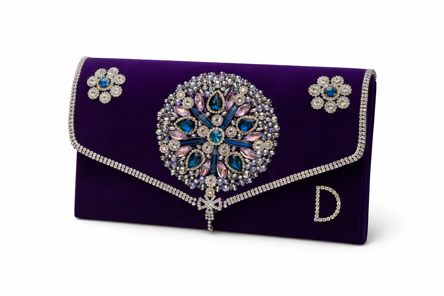 Hand-Embellished Velvet Clutch