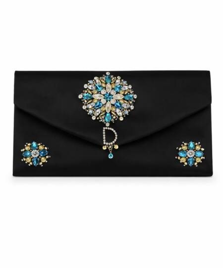 Hand-Embellished Midnight Sapphire Clutch