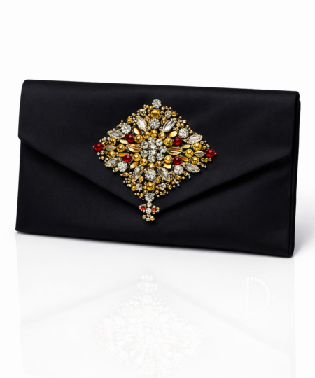 Hand-Embellished Ruby Medallion Clutch
