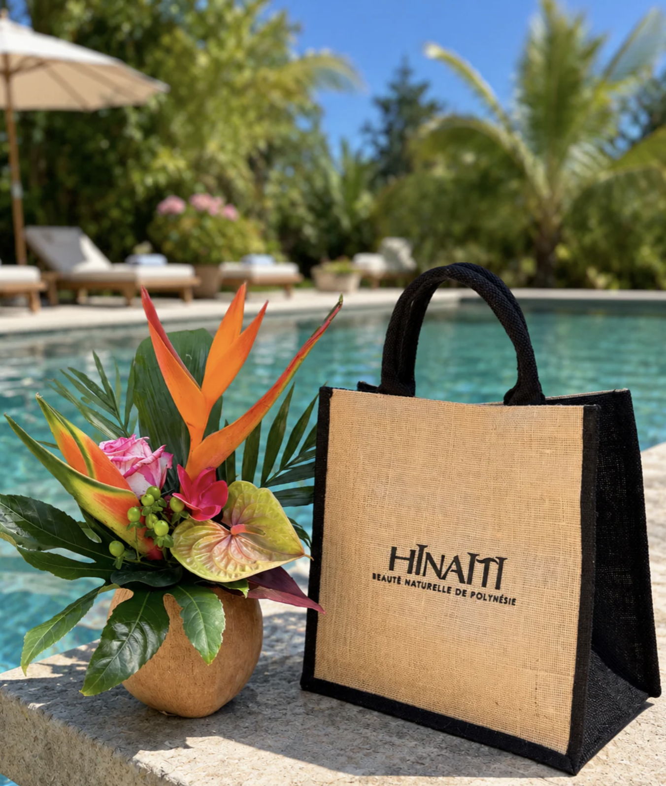 Cabas Hinaiti noir et jute by Hinaiti